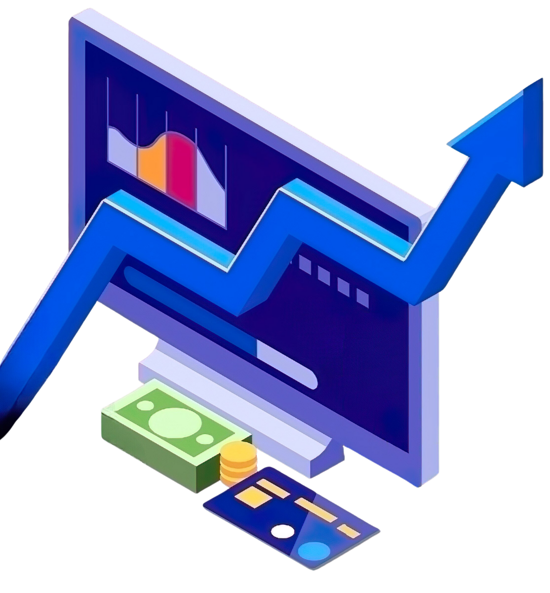 An image of a profitable website with charts and graphs